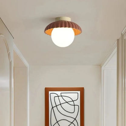 Modern Iron and Glass Flush Mount Ceiling Light