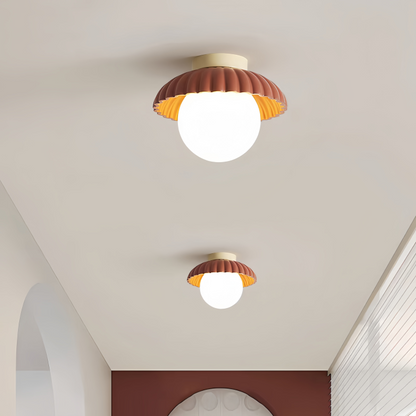 Modern Iron and Glass Flush Mount Ceiling Light