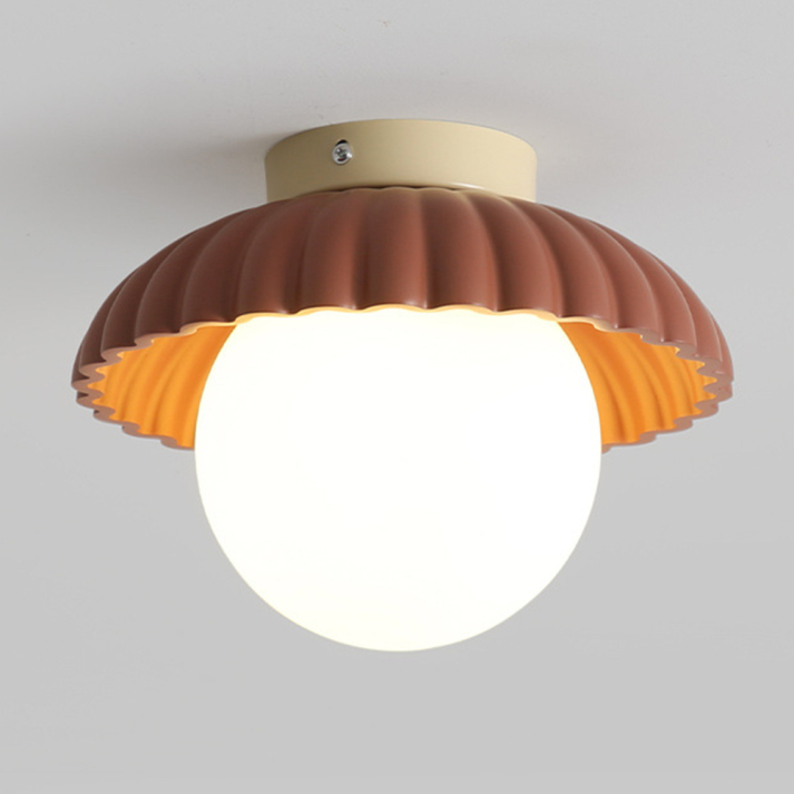 Modern Iron and Glass Flush Mount Ceiling Light