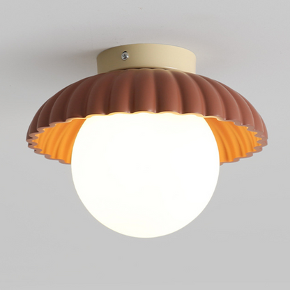 Modern Iron and Glass Flush Mount Ceiling Light