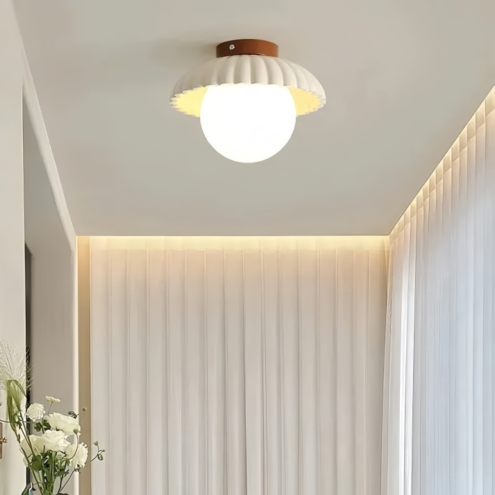 Modern Iron and Glass Flush Mount Ceiling Light