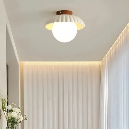 Modern Iron and Glass Flush Mount Ceiling Light