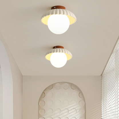 Modern Iron and Glass Flush Mount Ceiling Light