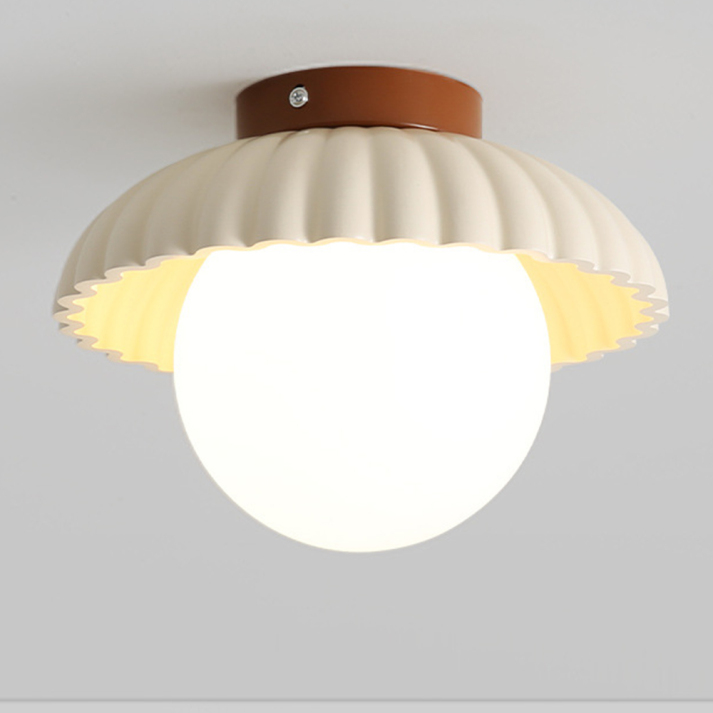 Modern Iron and Glass Flush Mount Ceiling Light