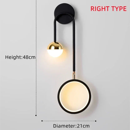 Modern Nordic LED Wall Light with Gold Accent