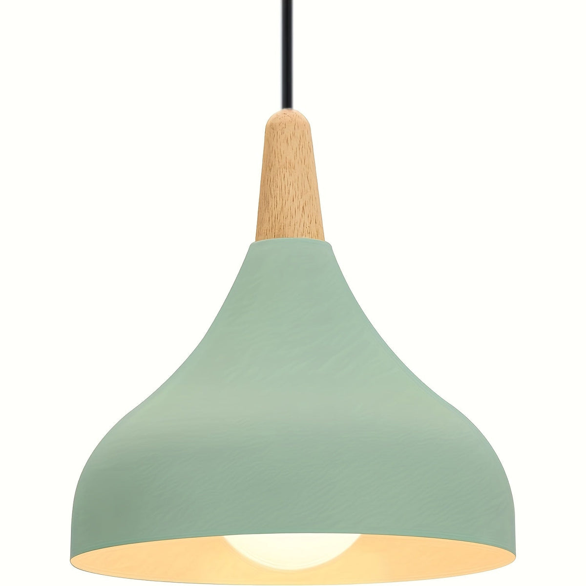 Modern Teardrop Metal and Wood Pendant Light