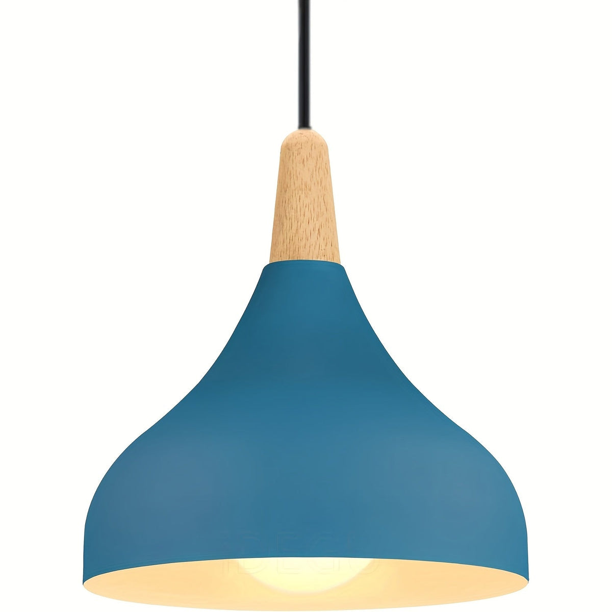 Modern Teardrop Metal and Wood Pendant Light