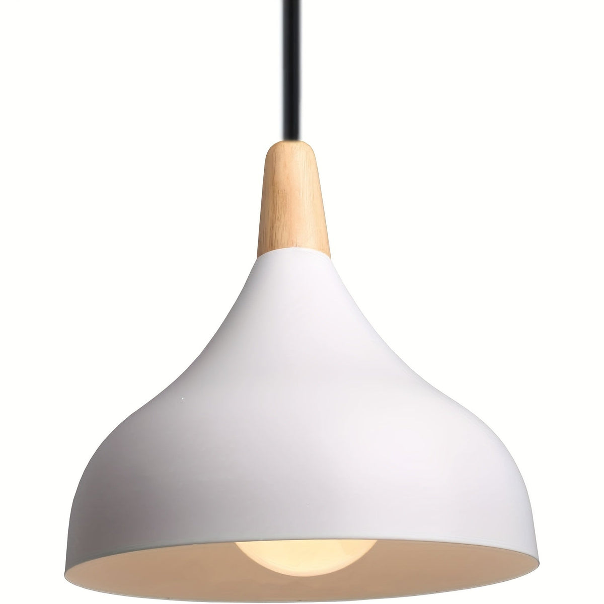 Modern Teardrop Metal and Wood Pendant Light