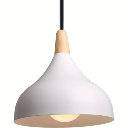Modern Teardrop Metal and Wood Pendant Light