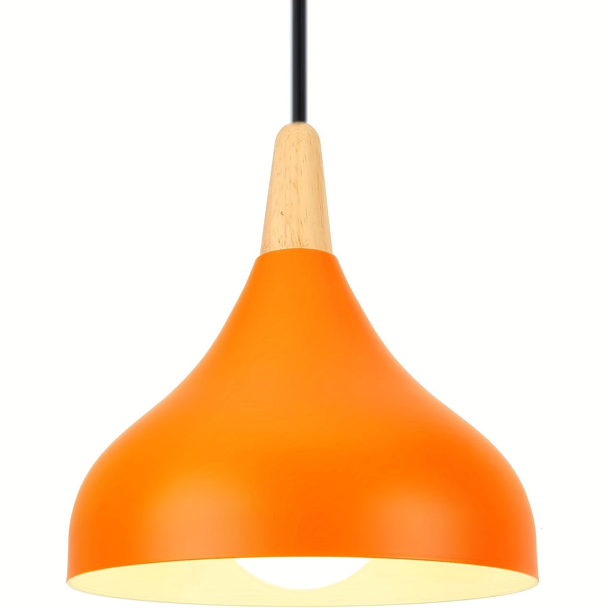 Modern Teardrop Metal and Wood Pendant Light