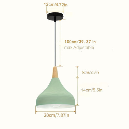 Modern Teardrop Metal and Wood Pendant Light