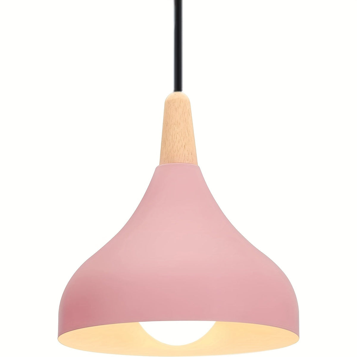 Modern Teardrop Metal and Wood Pendant Light