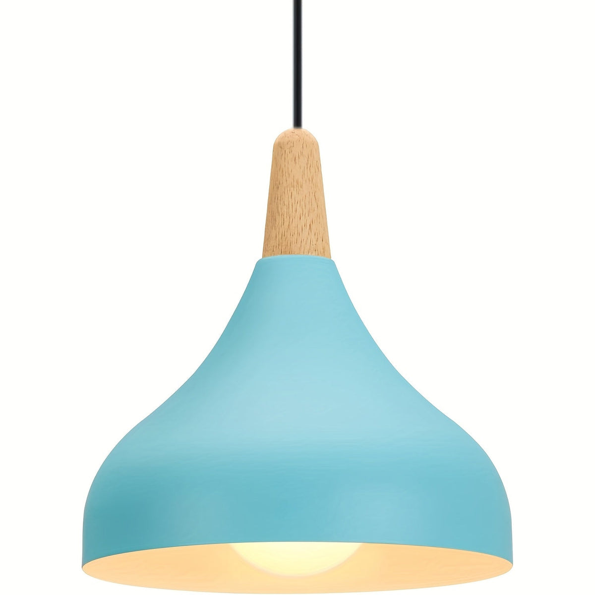 Modern Teardrop Metal and Wood Pendant Light