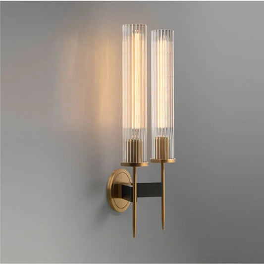 Möni Ribbed Glass Wall Lamp – Modern Brass Finish Indoor Light