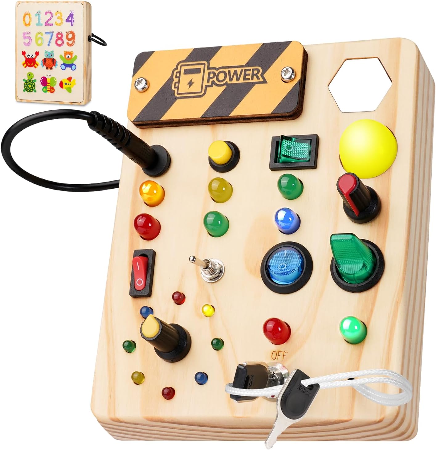 Montessori Toddler Busy Board Light Up Learning Toy for Ages 1 to 6