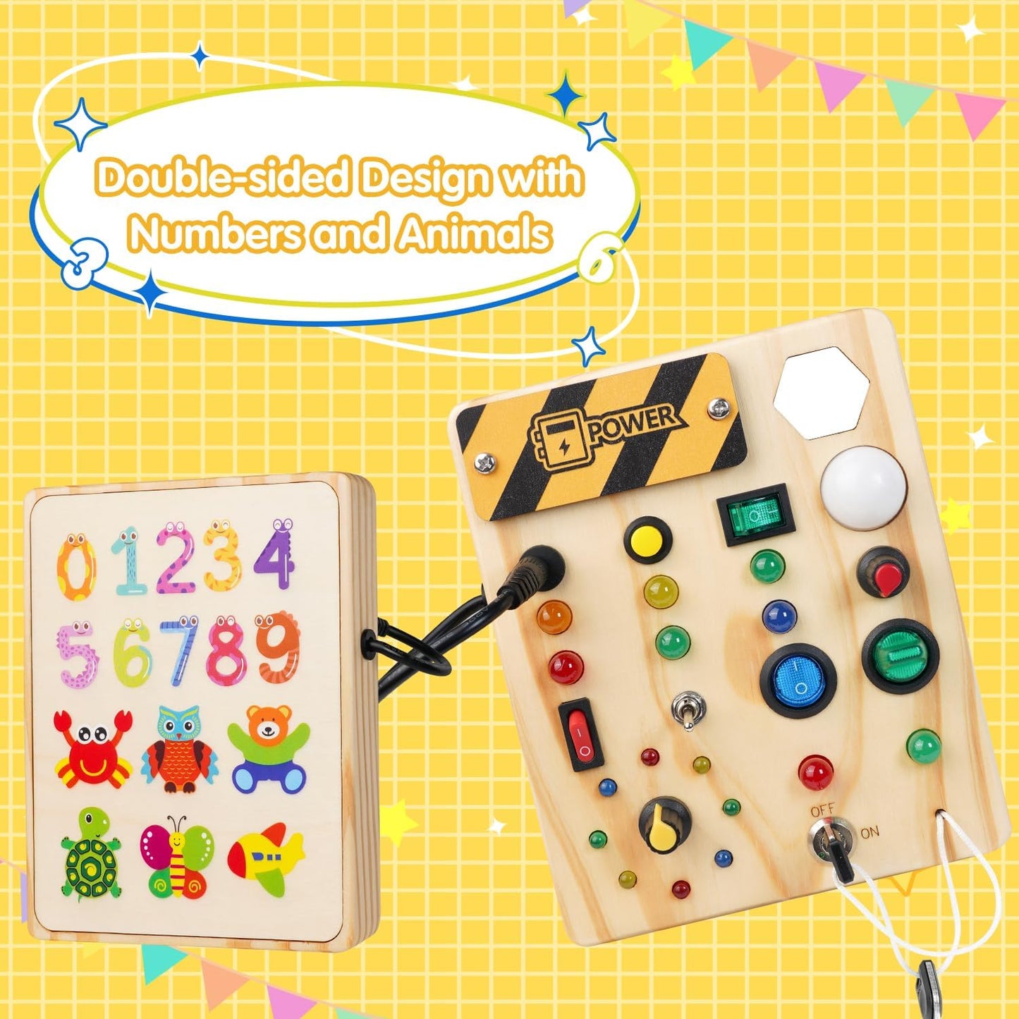 Montessori Toddler Busy Board Light Up Learning Toy for Ages 1 to 6