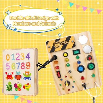 Montessori Toddler Busy Board Light Up Learning Toy for Ages 1 to 6