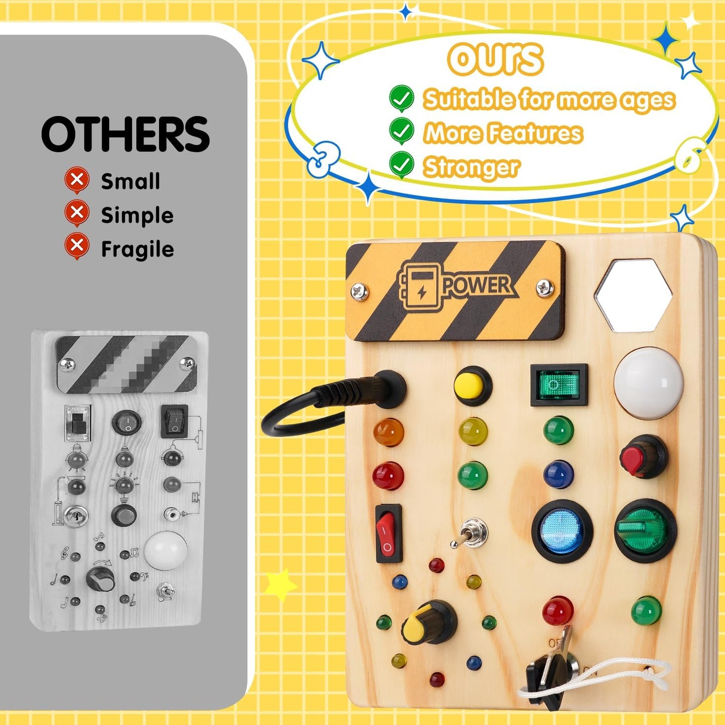 Montessori Toddler Busy Board Light Up Learning Toy for Ages 1 to 6