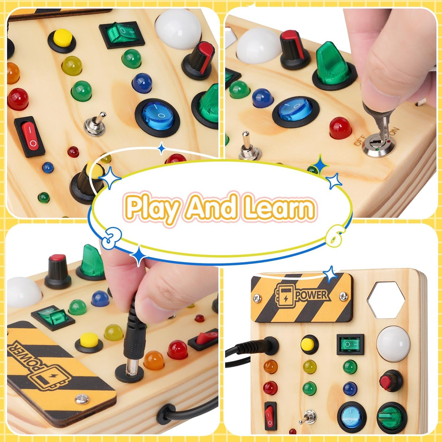 Montessori Toddler Busy Board Light Up Learning Toy for Ages 1 to 6