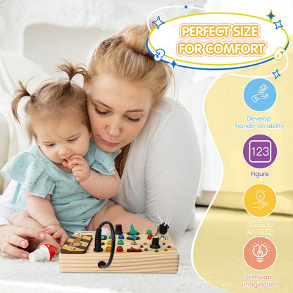 Montessori Toddler Busy Board Light Up Learning Toy for Ages 1 to 6