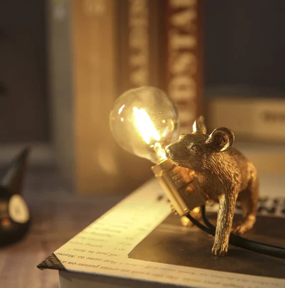 Mouse Table Lamp with Warm Glow and Playful Animal Design