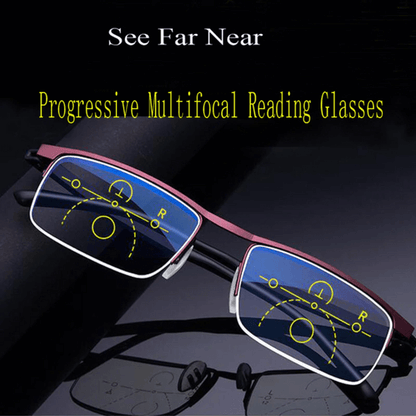 Multifocal Glasses with Automatic Vision Adjustment and Blue Light Filter
