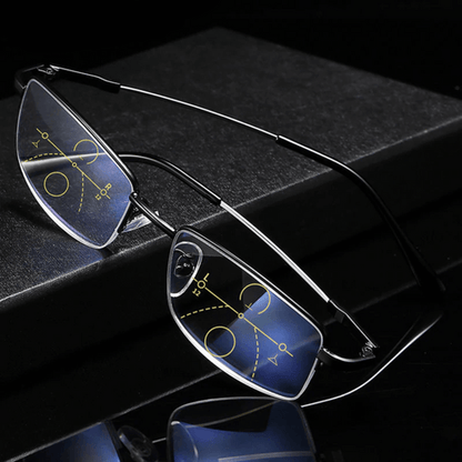 Multifocal Glasses with Automatic Vision Adjustment and Blue Light Filter
