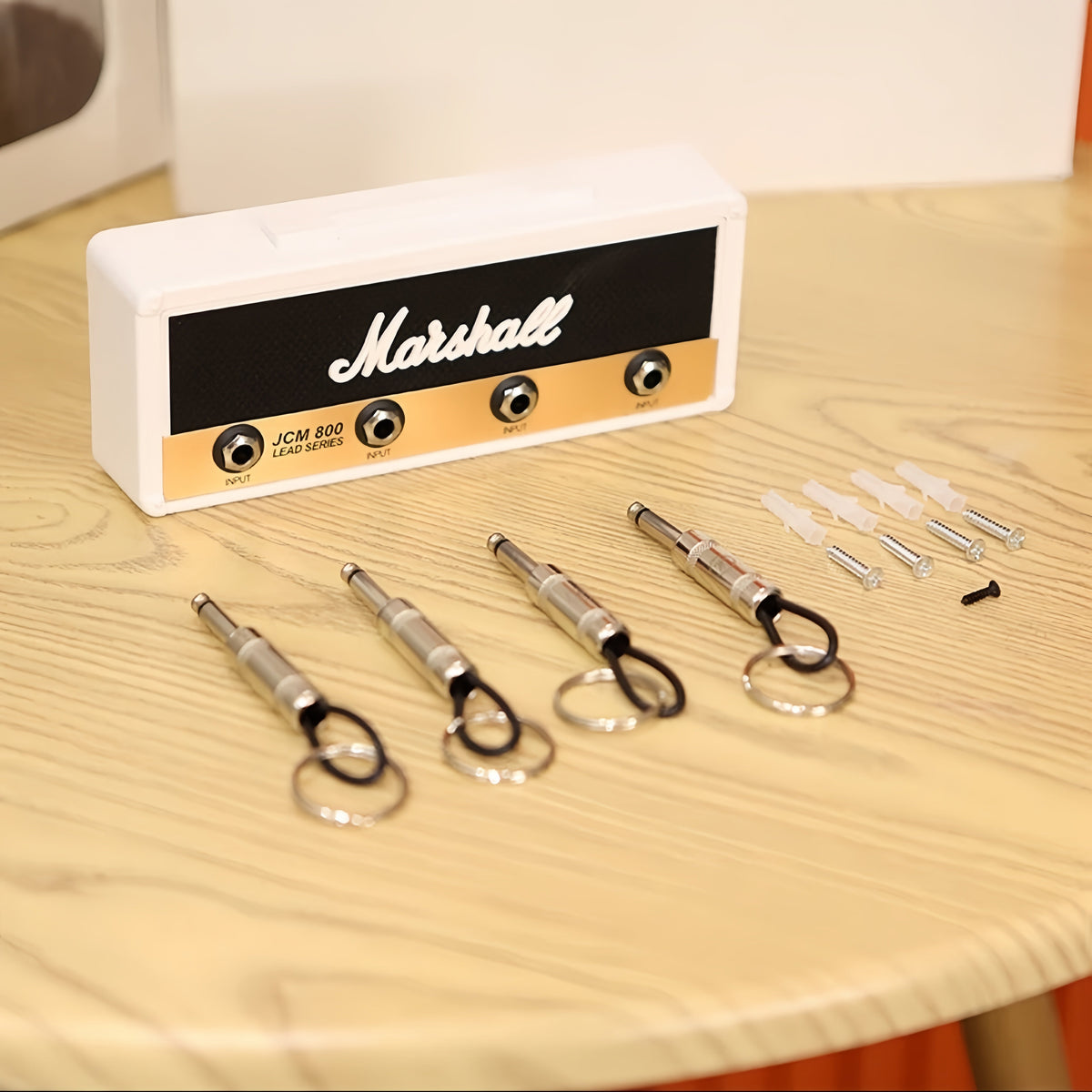 Musical Guitar Amp Style Key Holder with 4 Plug Keychains