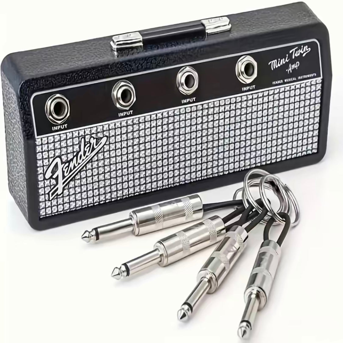 Musical Guitar Amp Style Key Holder with 4 Plug Keychains