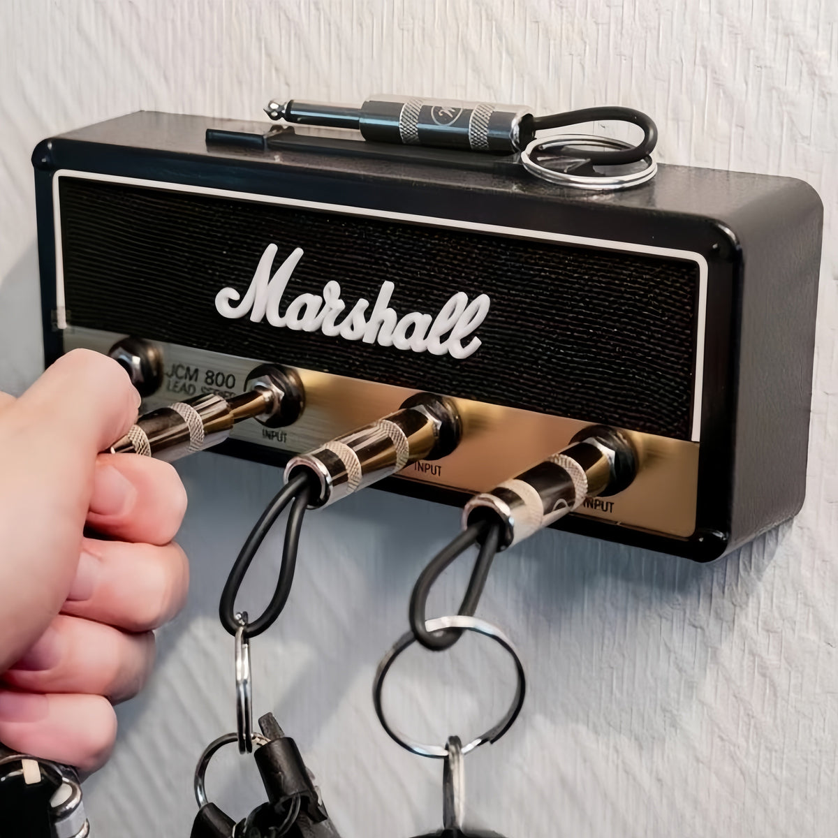 Musical Guitar Amp Style Key Holder with 4 Plug Keychains