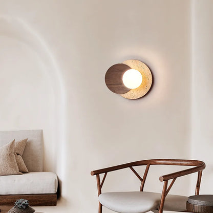 Natural Stone and Wood Wall Lamp