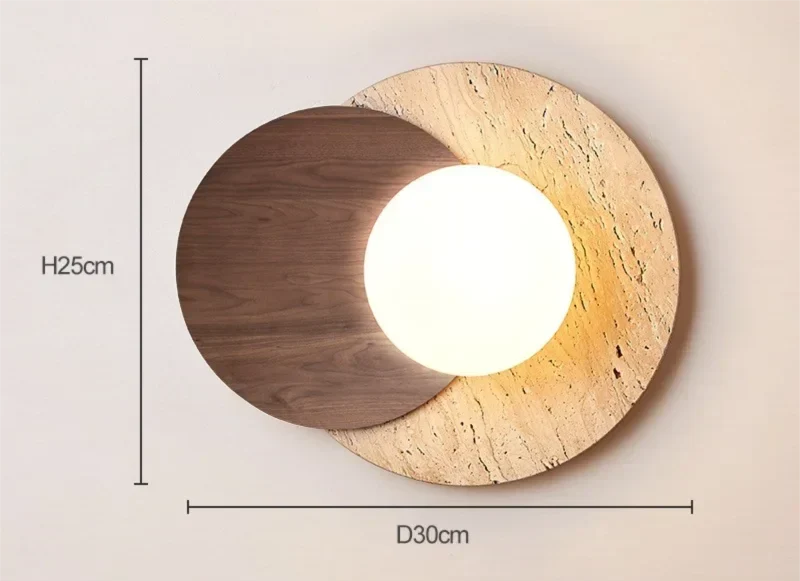 Natural Stone and Wood Wall Lamp