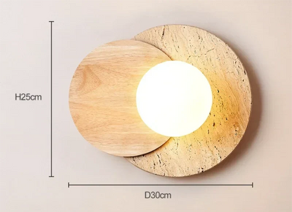 Natural Stone and Wood Wall Lamp
