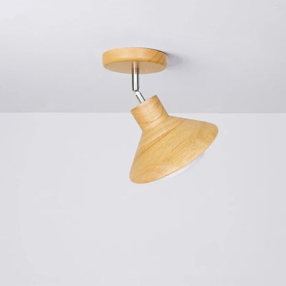 Lampada da soffitto conica in legno naturale, con direzione regolabile