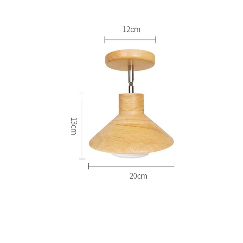 Lampada da soffitto conica in legno naturale, con direzione regolabile