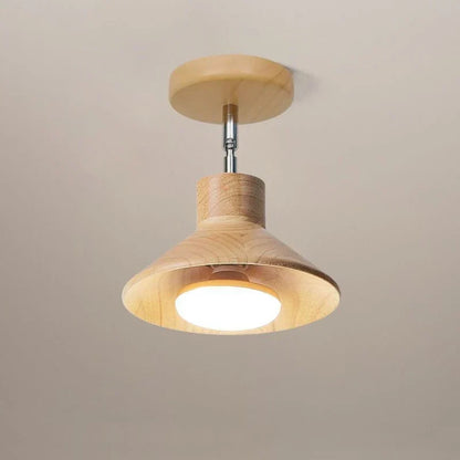 Lampada da soffitto conica in legno naturale, con direzione regolabile