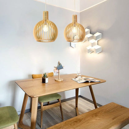 Natural Wood Pendant Ceiling Light