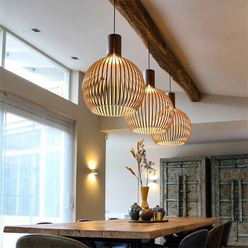 Natural Wood Pendant Ceiling Light