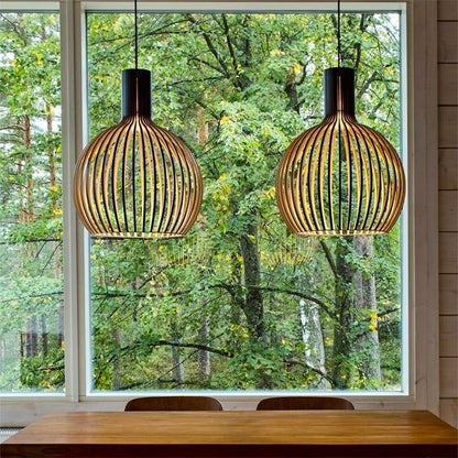 Natural Wood Pendant Ceiling Light