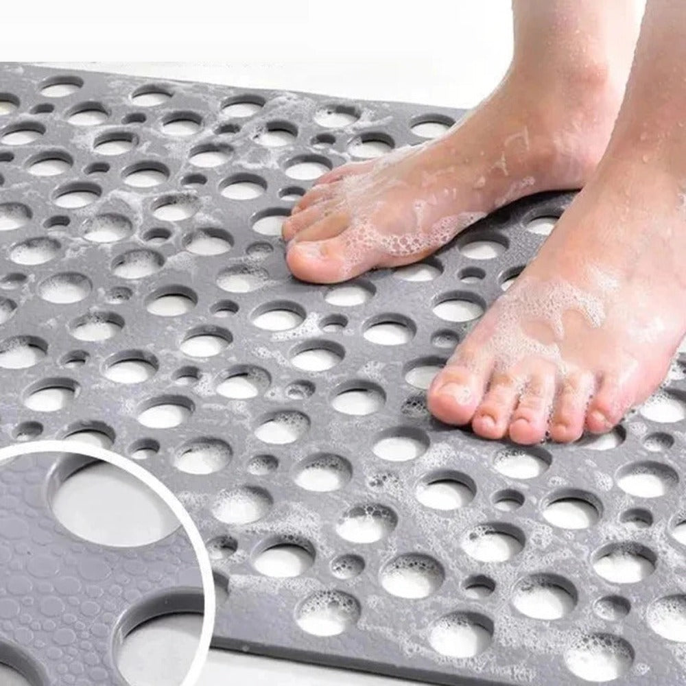 Non-Slip Bath Mat with Suction Cups and Quick-Drain Surface