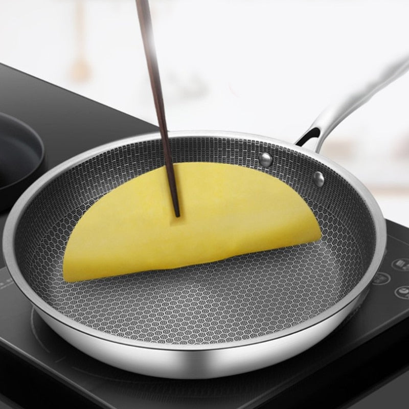 Non Stick Stainless Steel Frying Pan Durable Scratch Resistant Cooking Pan