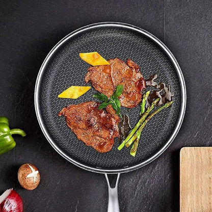 Non Stick Stainless Steel Frying Pan Durable Scratch Resistant Cooking Pan