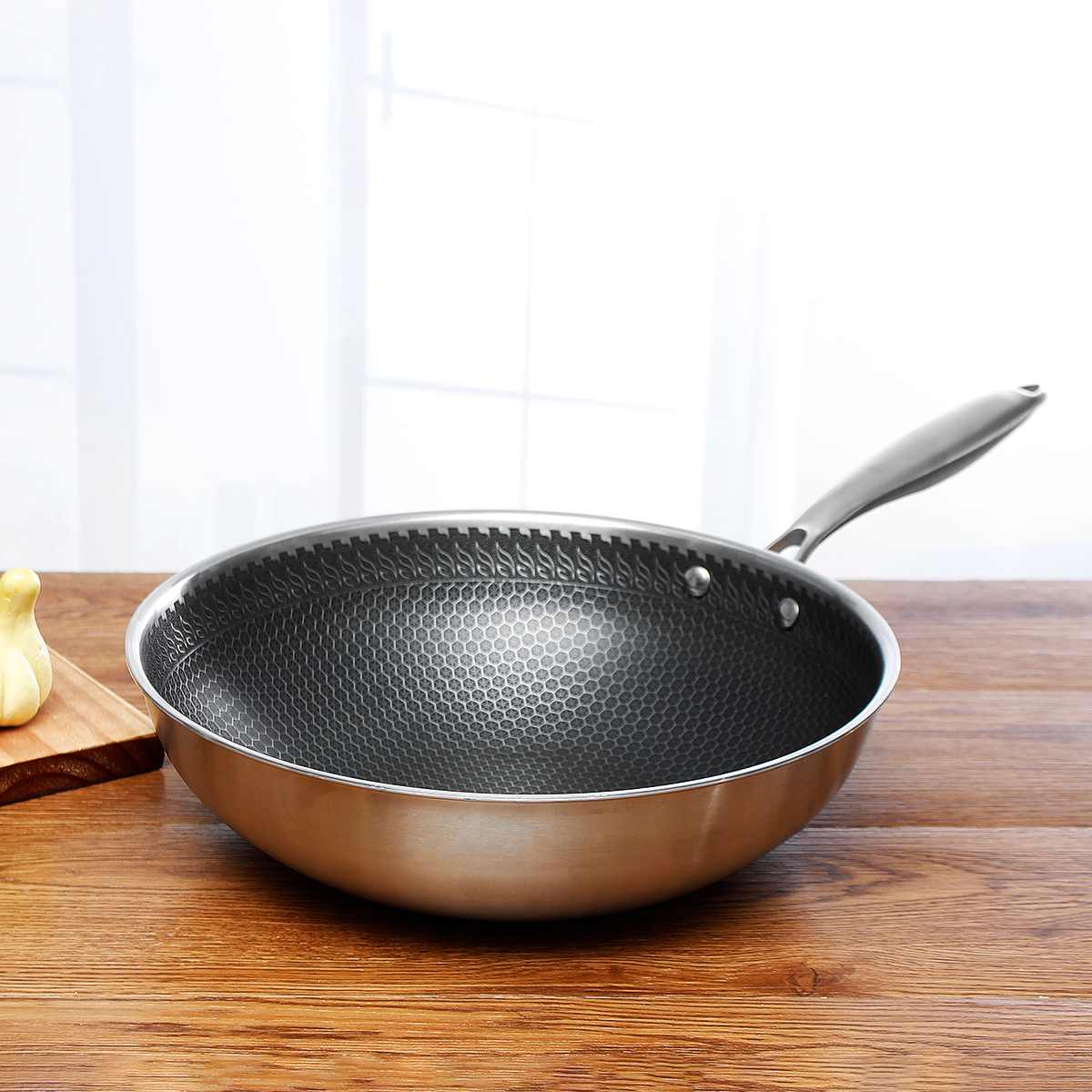 Non Stick Stainless Steel Frying Pan Durable Scratch Resistant Cooking Pan