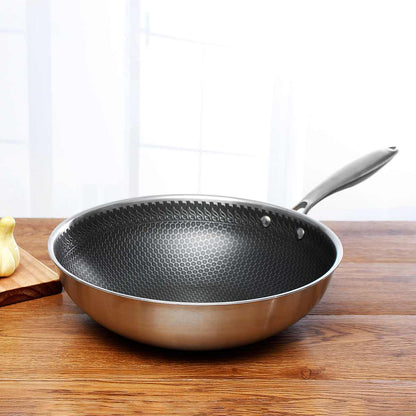 Non Stick Stainless Steel Frying Pan Durable Scratch Resistant Cooking Pan