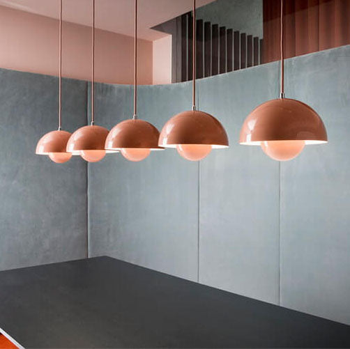 Nordic Metal Pendant Light with Dome Shade and Adjustable Hanging Wire