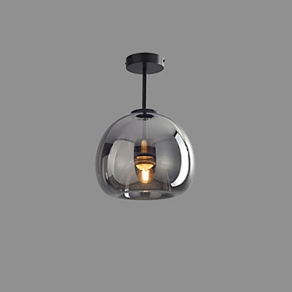 Nordic Round Glass Semi Flush Ceiling Light