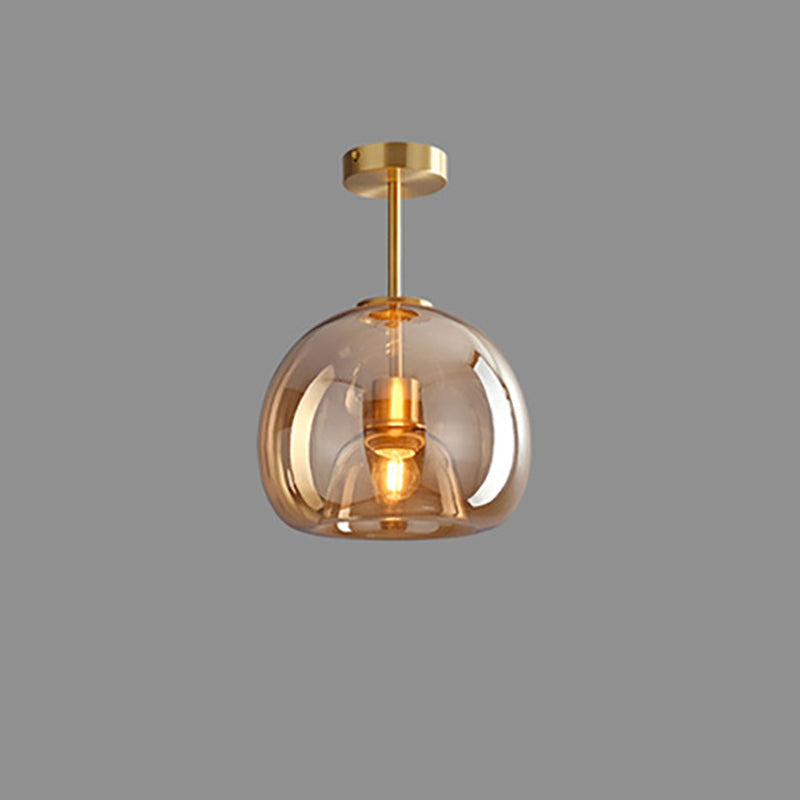 Nordic Round Glass Semi Flush Ceiling Light