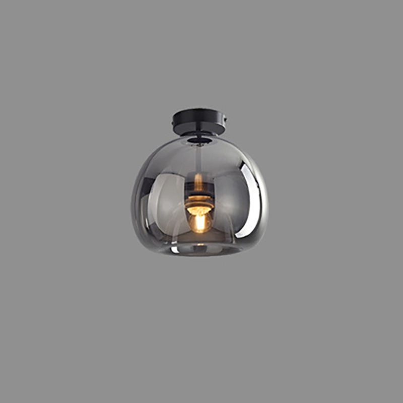 Nordic Round Glass Semi Flush Ceiling Light