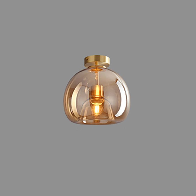 Nordic Round Glass Semi Flush Ceiling Light