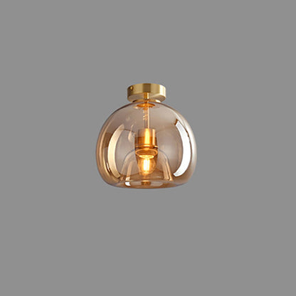 Nordic Round Glass Semi Flush Ceiling Light
